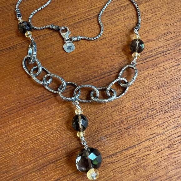 Beautiful Vintage Silpada 925 Sterling Silver Smoky Quartz & Citrine Necklace - Picture 12 of 13